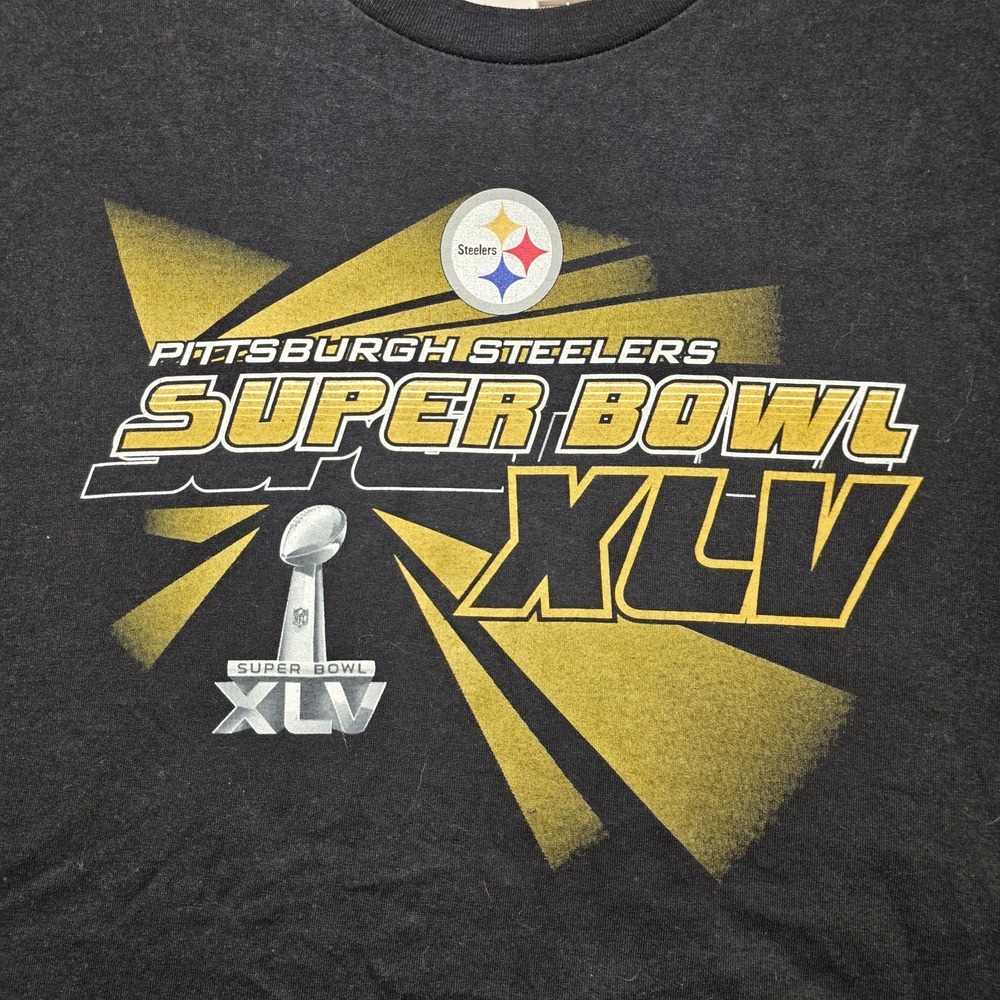 Pittsburgh Steelers Super Bowl XLV Men's Black Short‎ Sleeve T-Shirt Large
